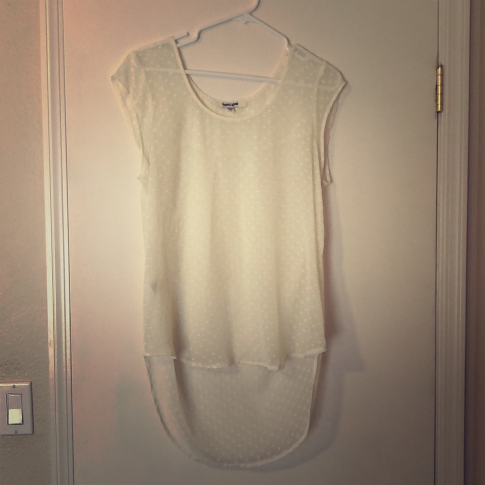 Daniel Rainn White Polka Dot High Low Shirt